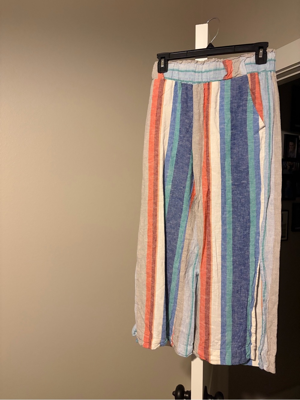 Anthropologie Striped Wide-Leg women’s Pants in Blue, Green & Orange size Small
